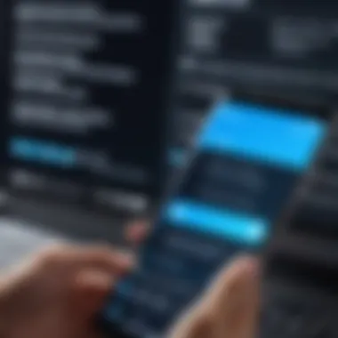 Navigating Text Message Synchronization Tools User navigating through text message synchronization tools