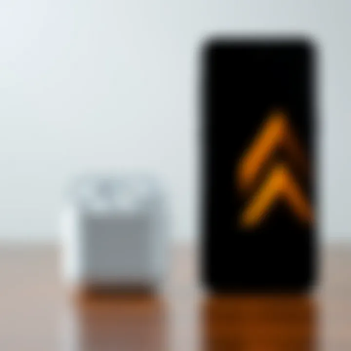 AirPods charging case and Samsung phone side by side