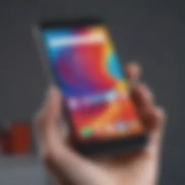 Close-up of Alcatel One Touch mobile phone display showcasing vibrant colors