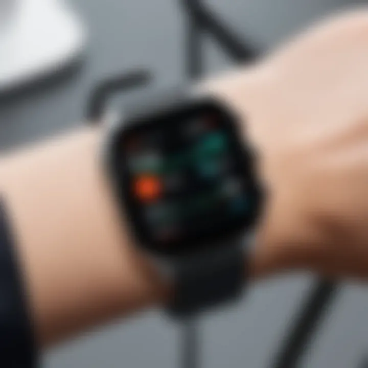 Close-up view of the health monitoring features of the Amazfit GTS Band
