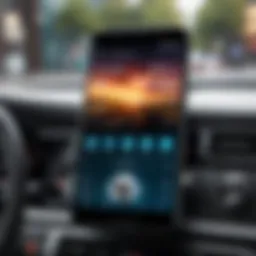 Modern smartphone with radio app interface displayed