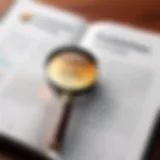 Illustration of a magnifying glass on a book