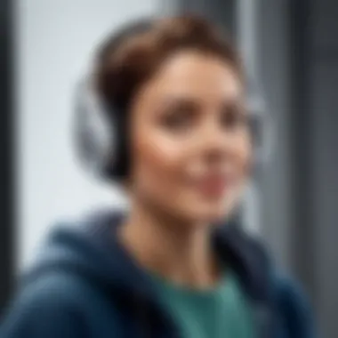 Illustration of a person happily listening to headphones