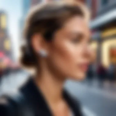 Real-World Usage of Ambient Mode Earbuds User enjoying music with ambient mode earbuds in a bustling environment