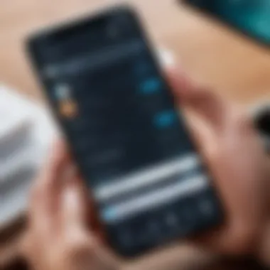 Seamless Navigation in Contact Apps A user seamlessly navigating through a contact organization app