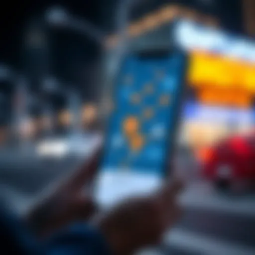 Mobile app interface showcasing location sharing features
