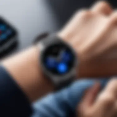 Bluetooth watch alongside an Android smartphone