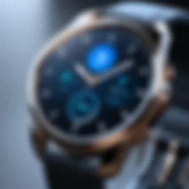 Close-up of Bluetooth watch features and interface