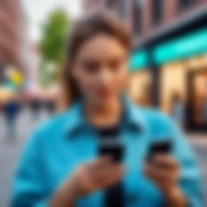 A person using a smartphone in a casual setting