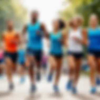 Diverse Runners in Action Diverse group of runners enjoying their outdoor activity