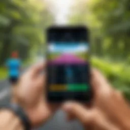 Runner tracking their progress with a smartphone app