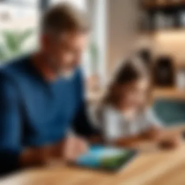Parent Utilizing Location App on Tablet Parent using location app on tablet