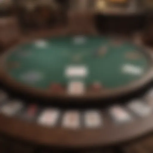 Virtual Texas Holdem table with digital cards