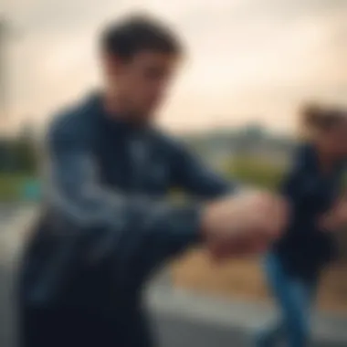 Individual engaging with a smartwatch during exercise