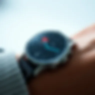 Close-up of smartwatch interface with health data