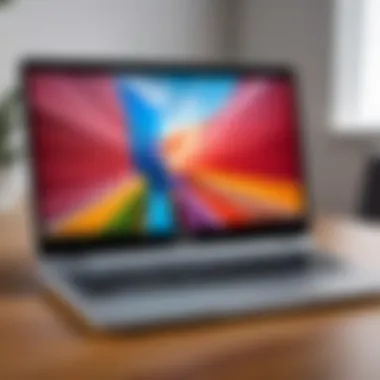 Modern Chromebook with Touchscreen Features A sleek Chromebook displaying vibrant graphics and a responsive touchscreen.