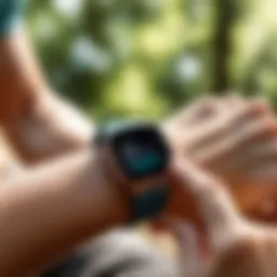 Fitbit smartwatch showcasing fitness tracking features.