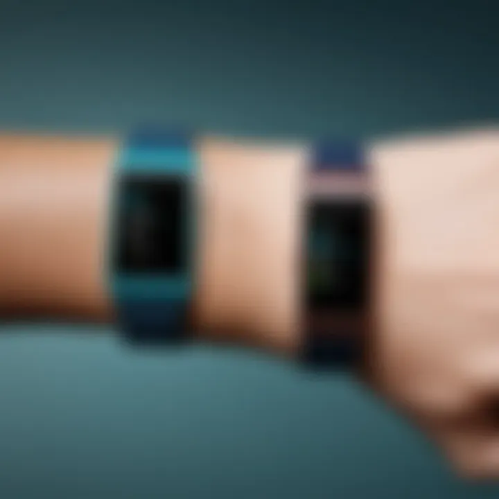 Side-by-side comparison of Fitbit and Samsung smartwatch interfaces.