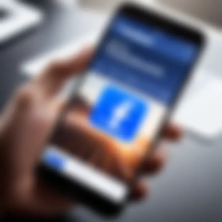 Facebook app being launched on a mobile device