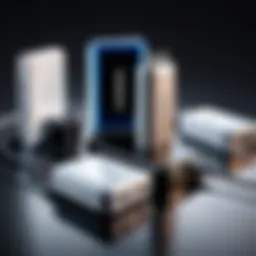 A close-up view of various charger types for Samsung Note 20