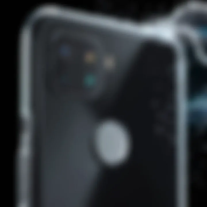 Close-up of key features of a waterproof case for Google Pixel 5