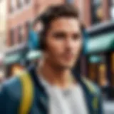 Illustration of Skullcandy wireless headphones with Android devices
