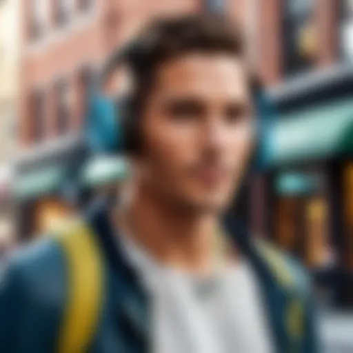 Illustration of Skullcandy wireless headphones with Android devices