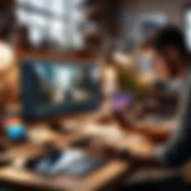 Crafting Content in a Dynamic Environment A creative workspace with a smartphone setup