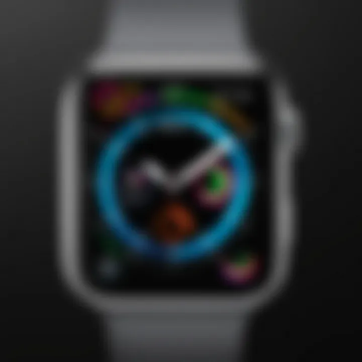 Colorful custom Apple Watch face showcasing various themes