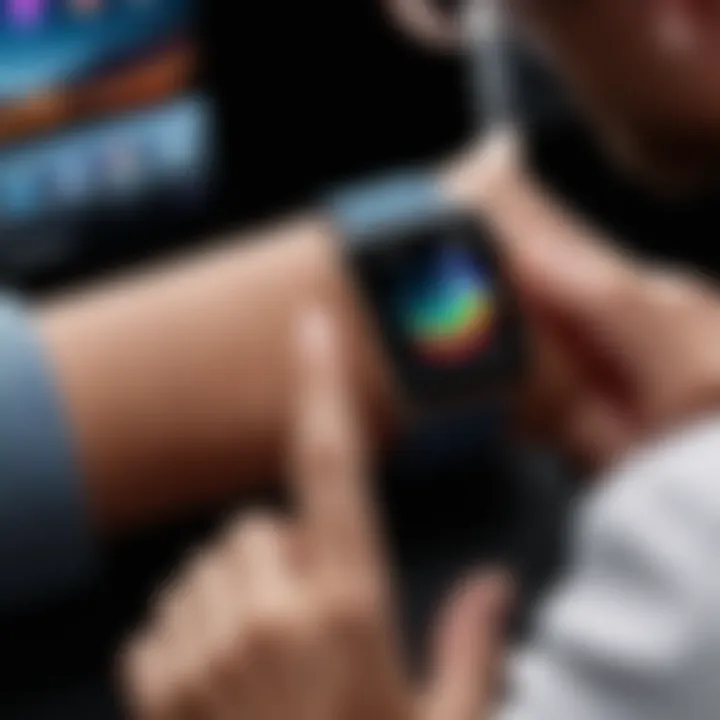 User interacting with Apple Watch to customize the watch face