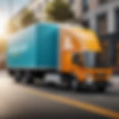 Illustration of a delivery truck en route to deliver a package