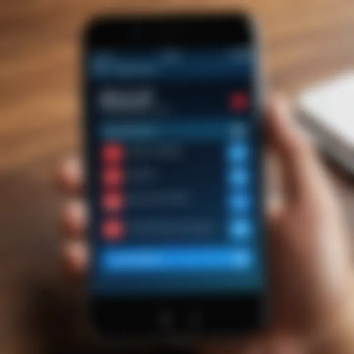 Smartphone displaying security alerts