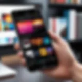 Smartphone displaying a vibrant music library interface