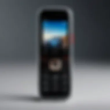 A close-up of a dumb phone emphasizing its essential features