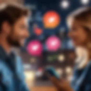 Engaging Conversations on Tinder Illustration depicting engaging conversation bubbles