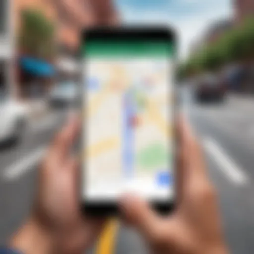 User interacting with Google Maps on a mobile device