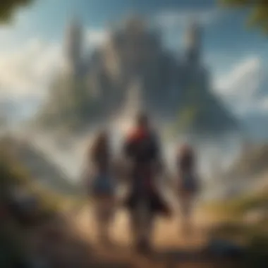 Epic Fantasy Adventure Quest Illustration showcasing friends embarking on an epic fantasy adventure in a multiplayer game