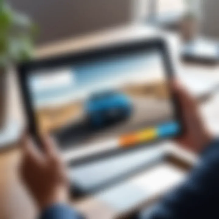 User engaging with productivity apps on a tablet