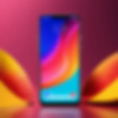 Vibrant Display of an Affordable Smartphone A sleek, budget-friendly smartphone showcasing its vibrant display