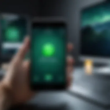 A conceptual graphic of using an alternative device to access messaging services.