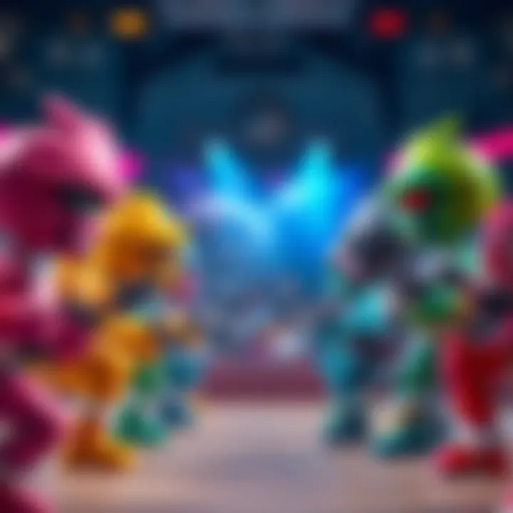 Colorful characters ready for combat in a competitive arena