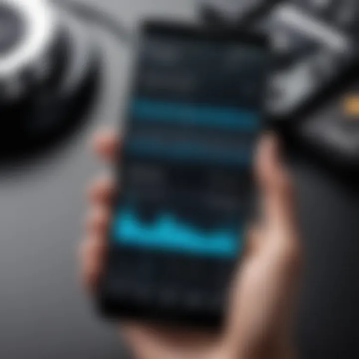 Android phone showcasing music app interface