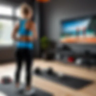 Virtual trainer guiding a user through a workout session