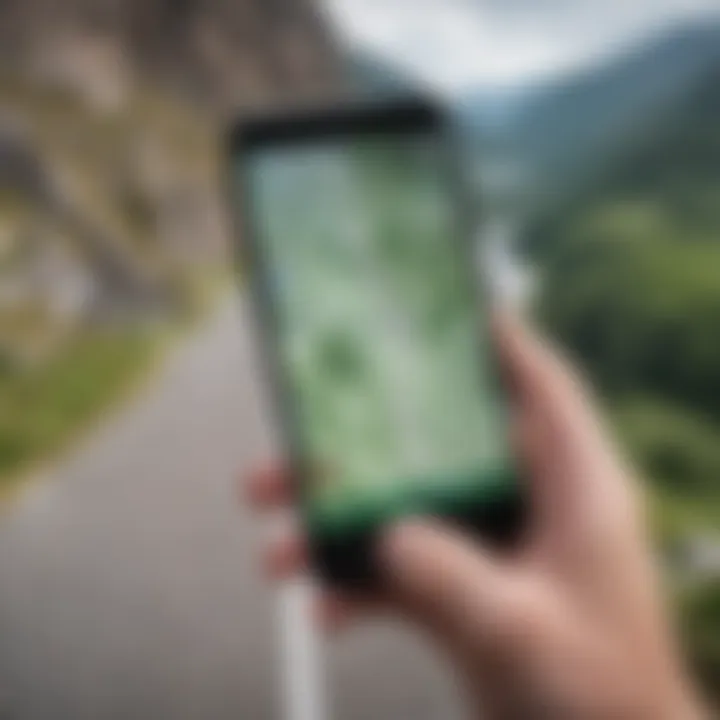 Illustration of a smartphone displaying a GPS hiking app interface