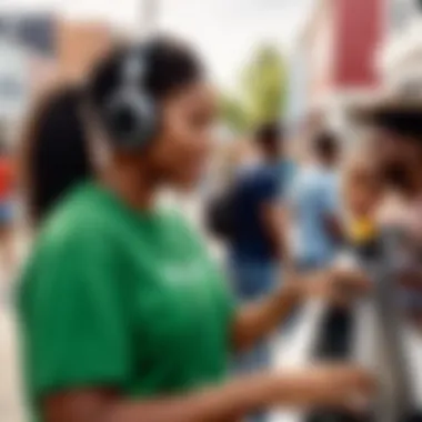 A conceptual image representing community engagement through shared musical experiences, emphasizing the social aspect of playlists.