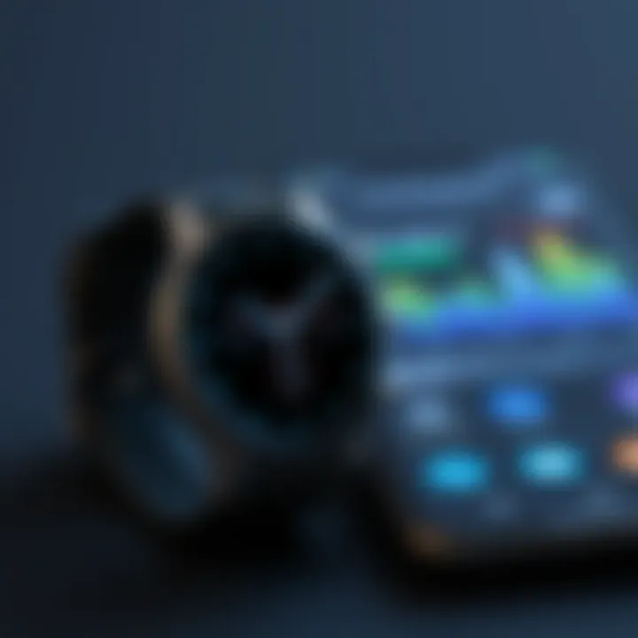 A smartwatch showcasing its sleek design alongside an Android phone