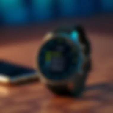 A stylish smartwatch displaying notifications from an Android device