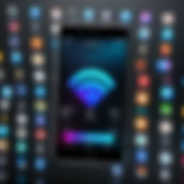 Smartphone Apps Utilizing Wi-Fi A smartphone displaying various apps functioning over Wi-Fi