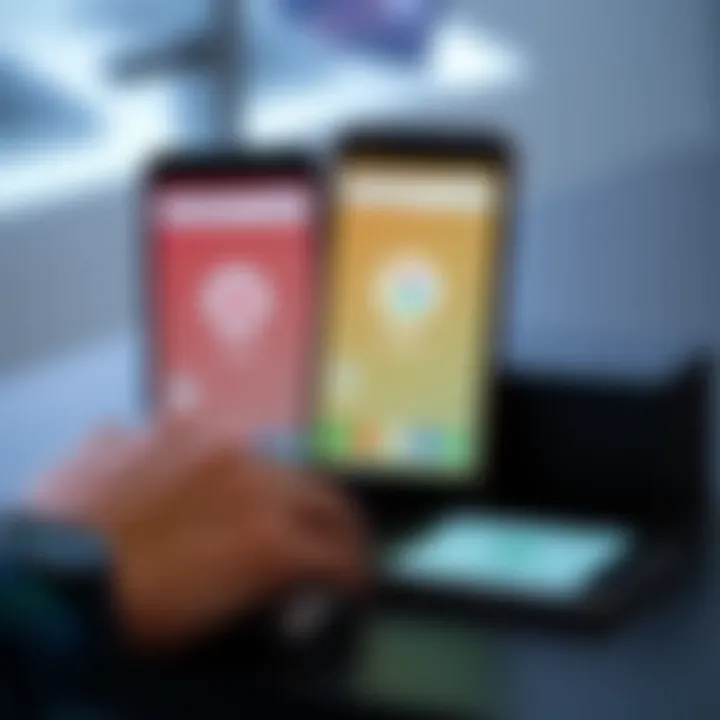 Multiple Android devices showcasing payment integration