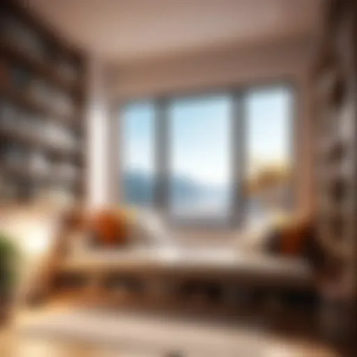 Illustration of a cozy reading nook with manga books